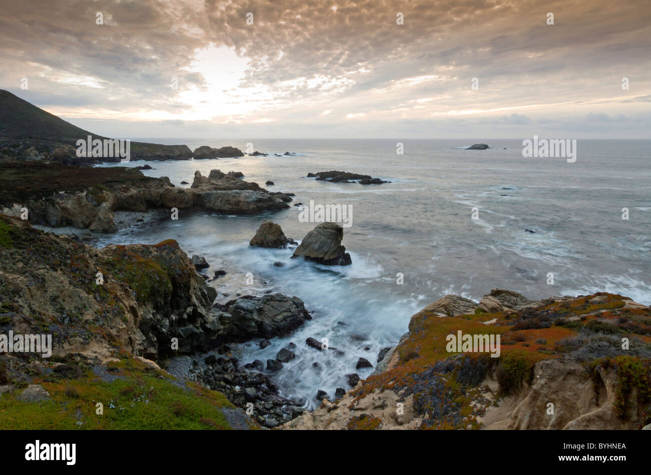Sunset at the coast of California, USA Stock Photo