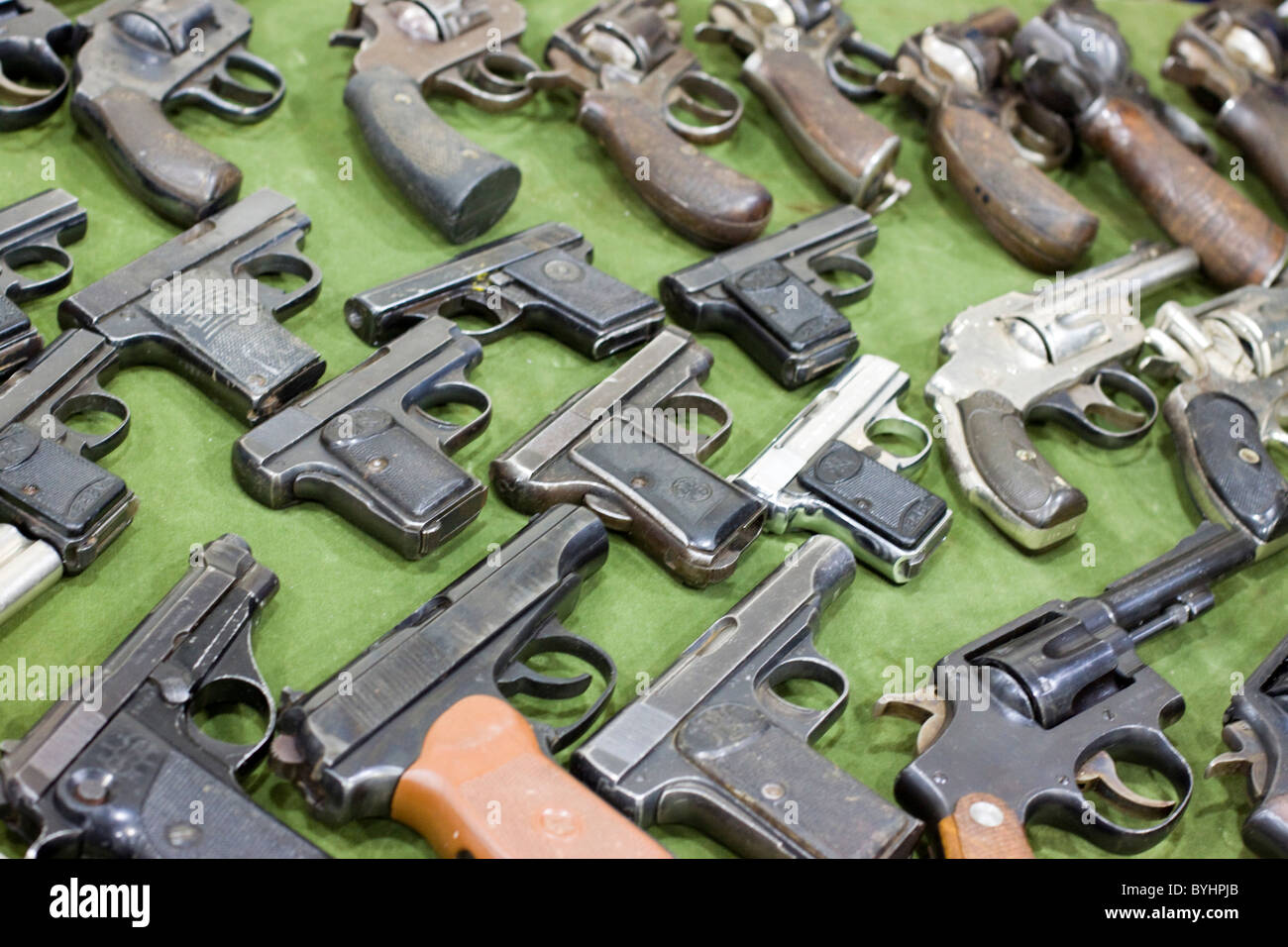 A Set of Pistols for sale at a Military show Stock Photo