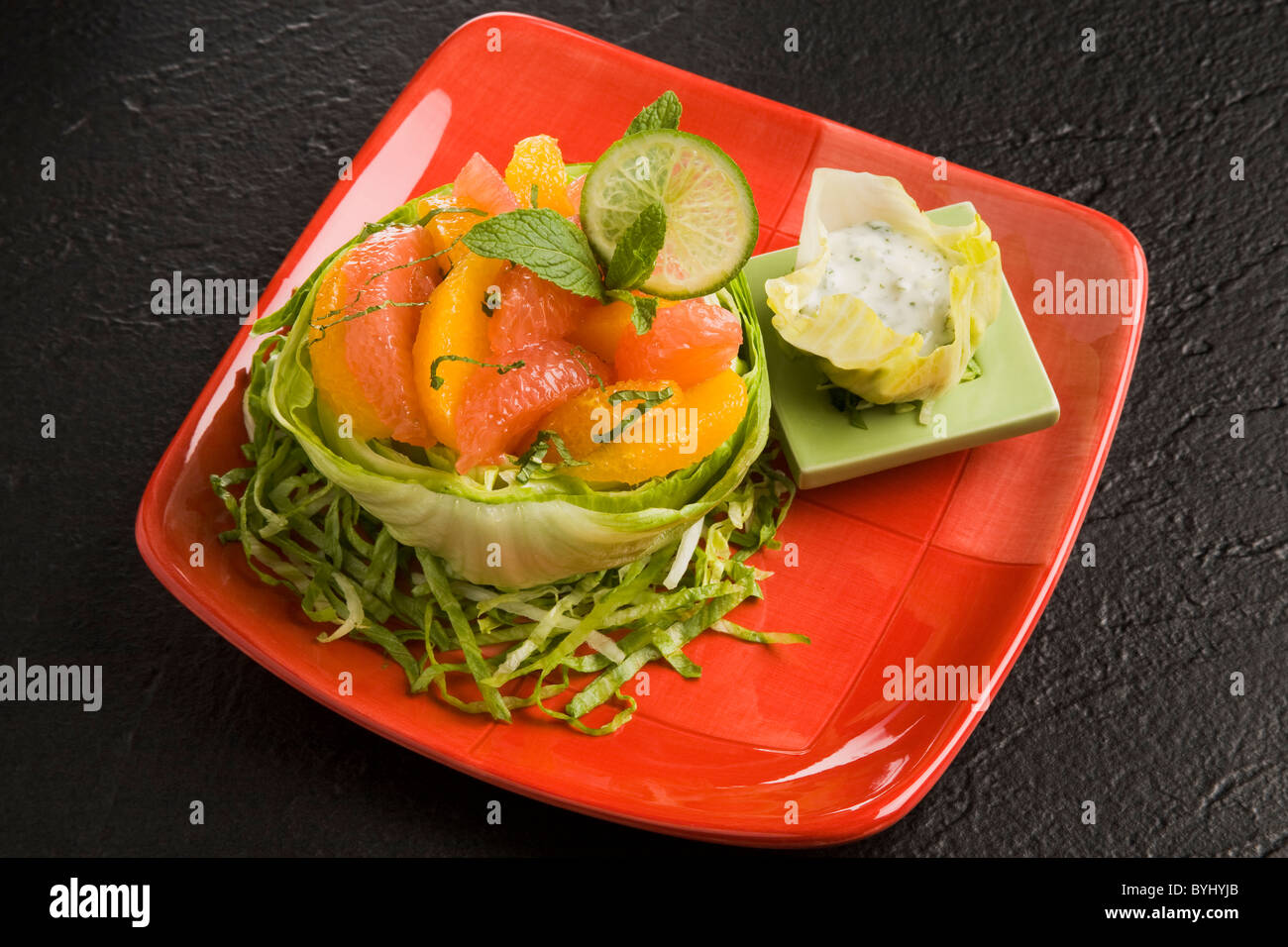 Food Citrus Mint Salad with ginger honey dressing Stock Photo Alamy