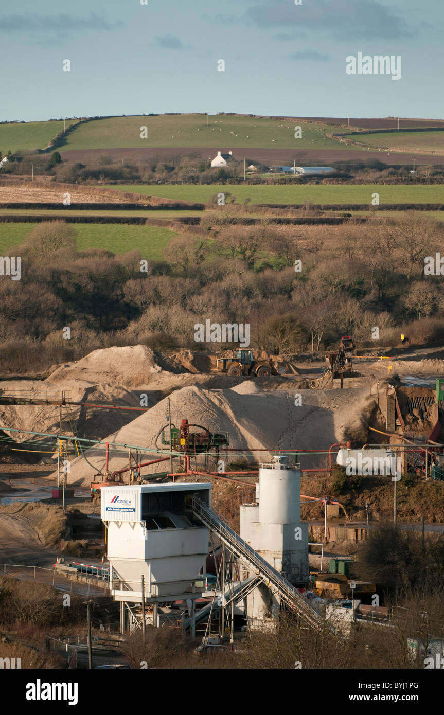 The sand and gravel quarry at Penparc, near Cardigan, Ceredigion west wales UK . Jan 18 2011. Stock Photo