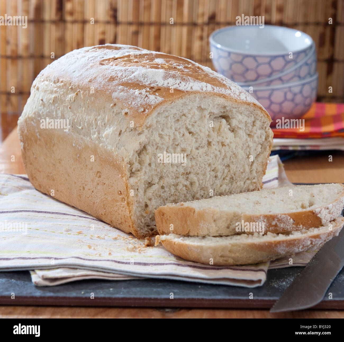 White bread with oat grain Stock Photo