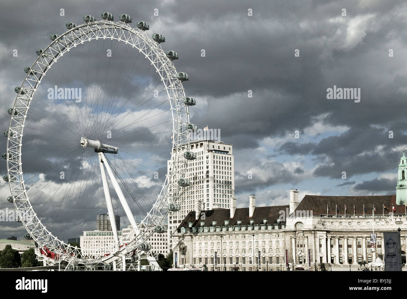 big eye wheel in london during automn season with a rainy sky Stock Photo