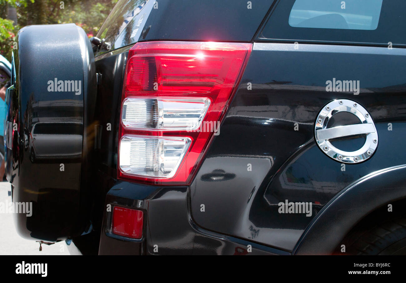 Back red Lights of a 4x4 car Stock Photo