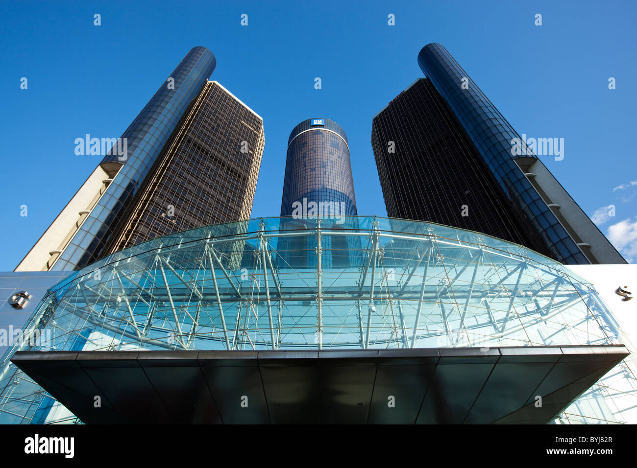 USA, Michigan, Detroit, General Motors corporate headquarters in the Renaissance Center Stock