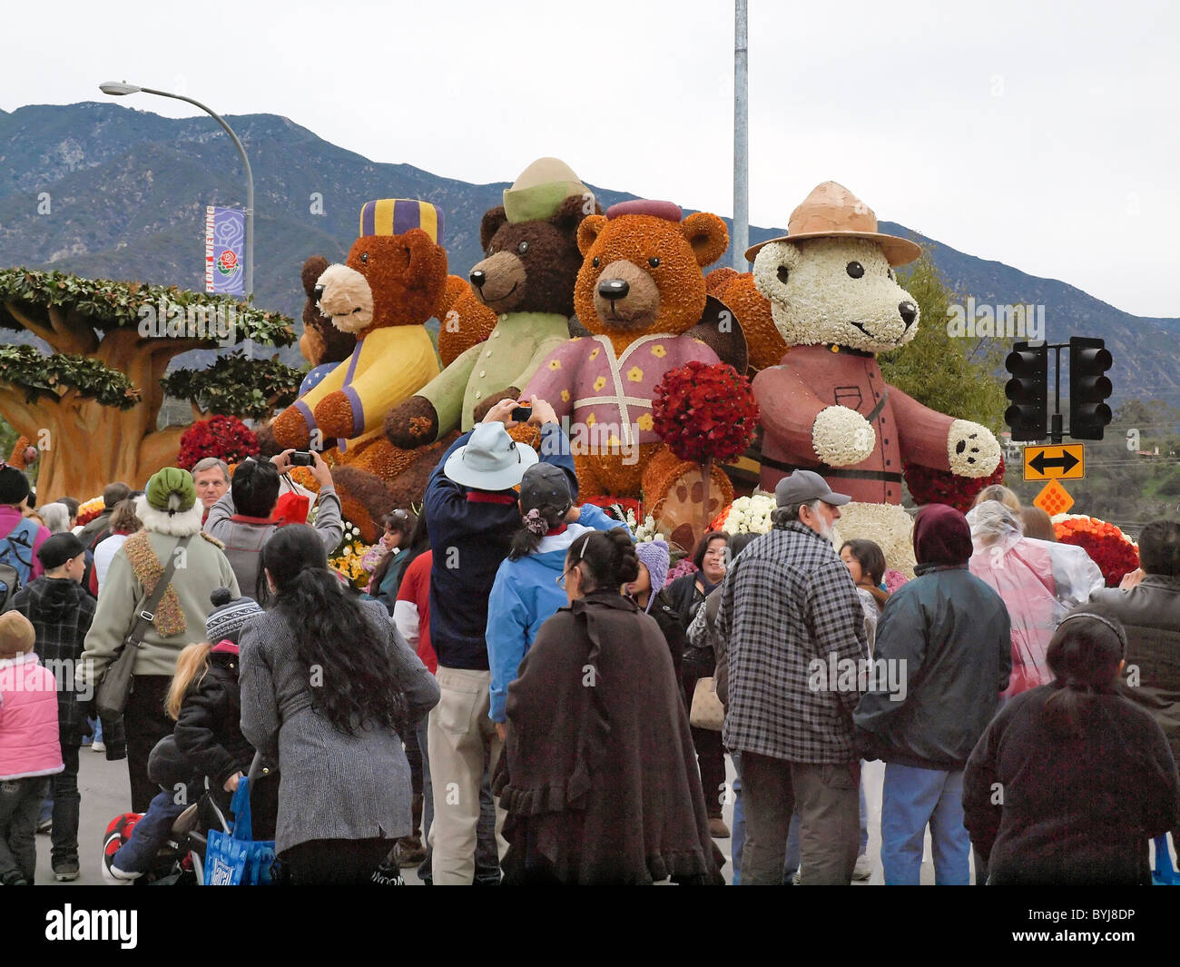 Rose Parade float viewing "Building Communities, Bridging Continents