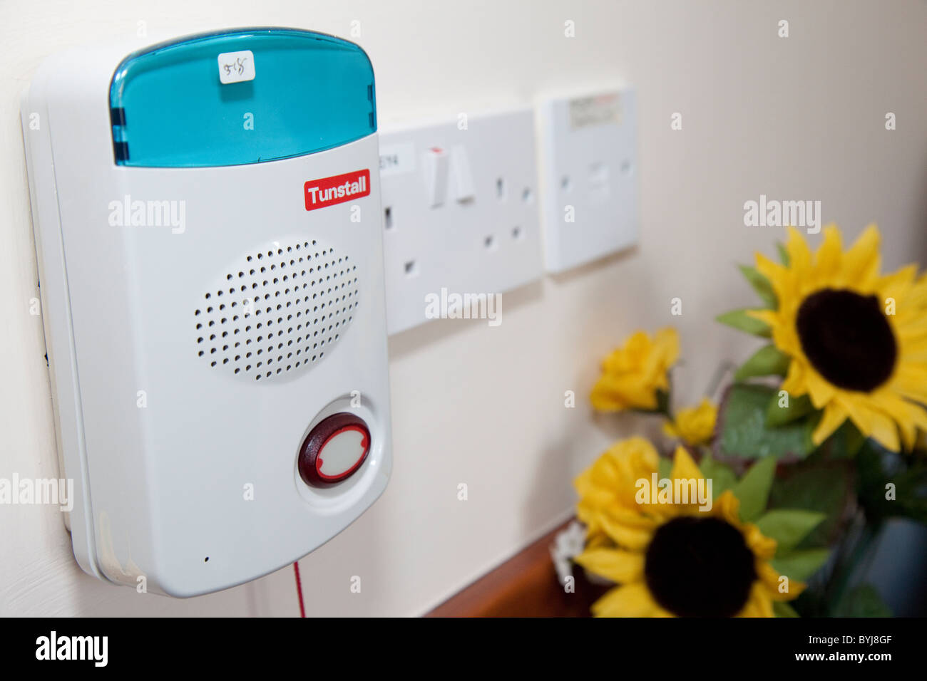 A Tunstall emergency call alarm installed at an elderly