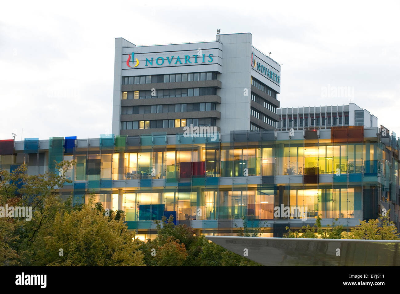 Headquarters of the chemical and pharmaceutical company Novartis AG, Basel, Switzerland Stock Photo