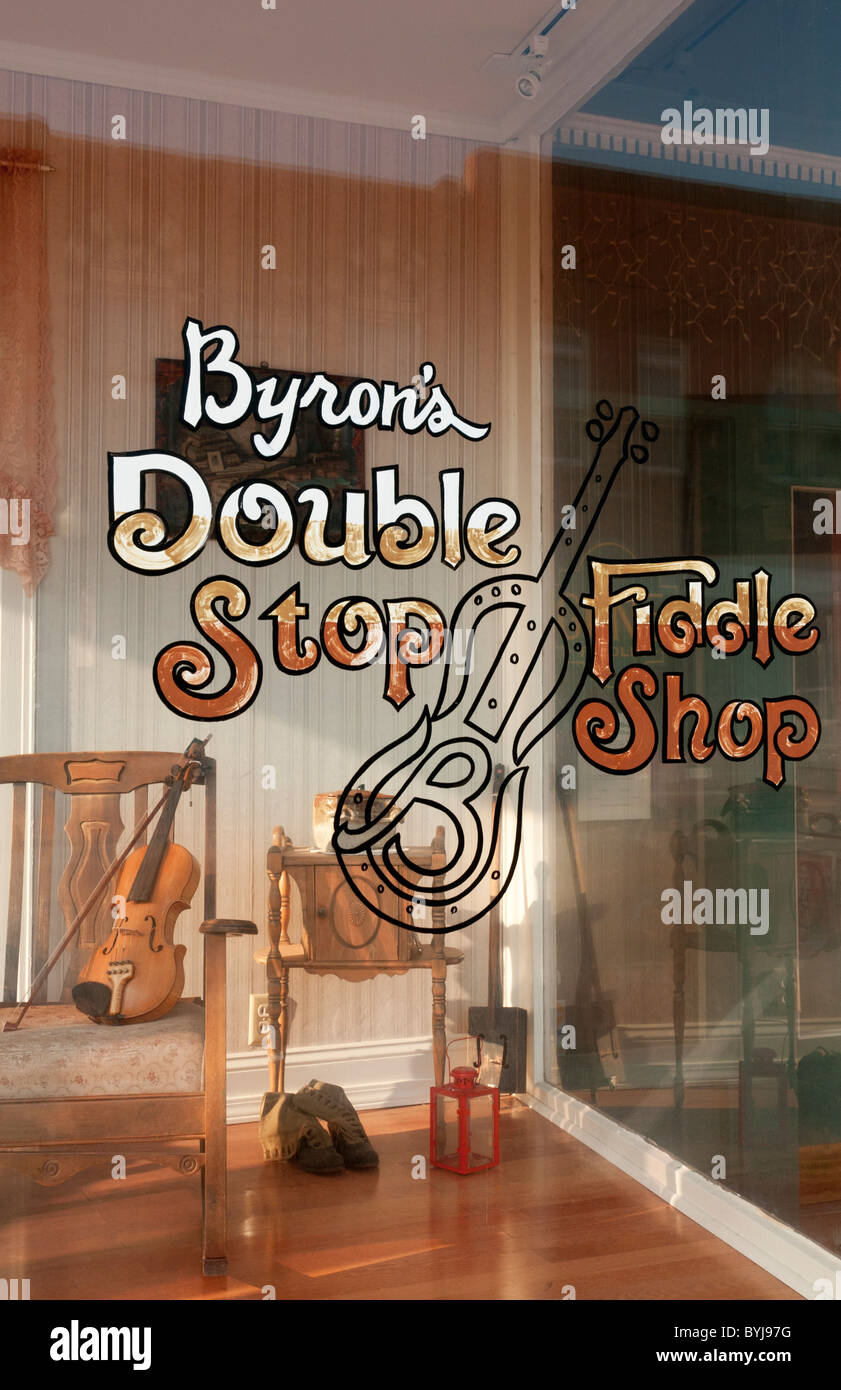 Oklahoma, Guthrie, Historic Downtown, Double Stop Fiddle Shop owned by