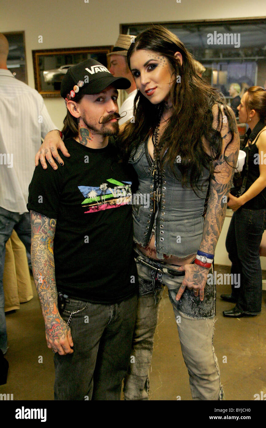Kat Von D. and husband Oliver Garage magazine Girl of the Year party held  at Austin Speed shop Austin Texas - 31.03.07 Stock Photo - Alamy