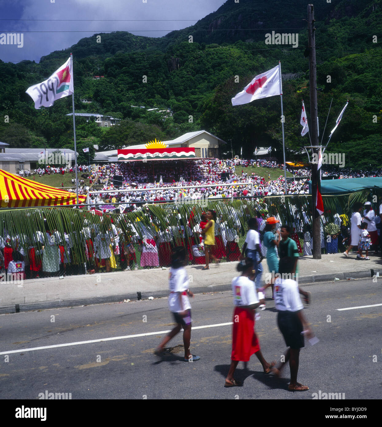 SPPF political election rally Victoria, Mahe, Seychelles 1991 Stock