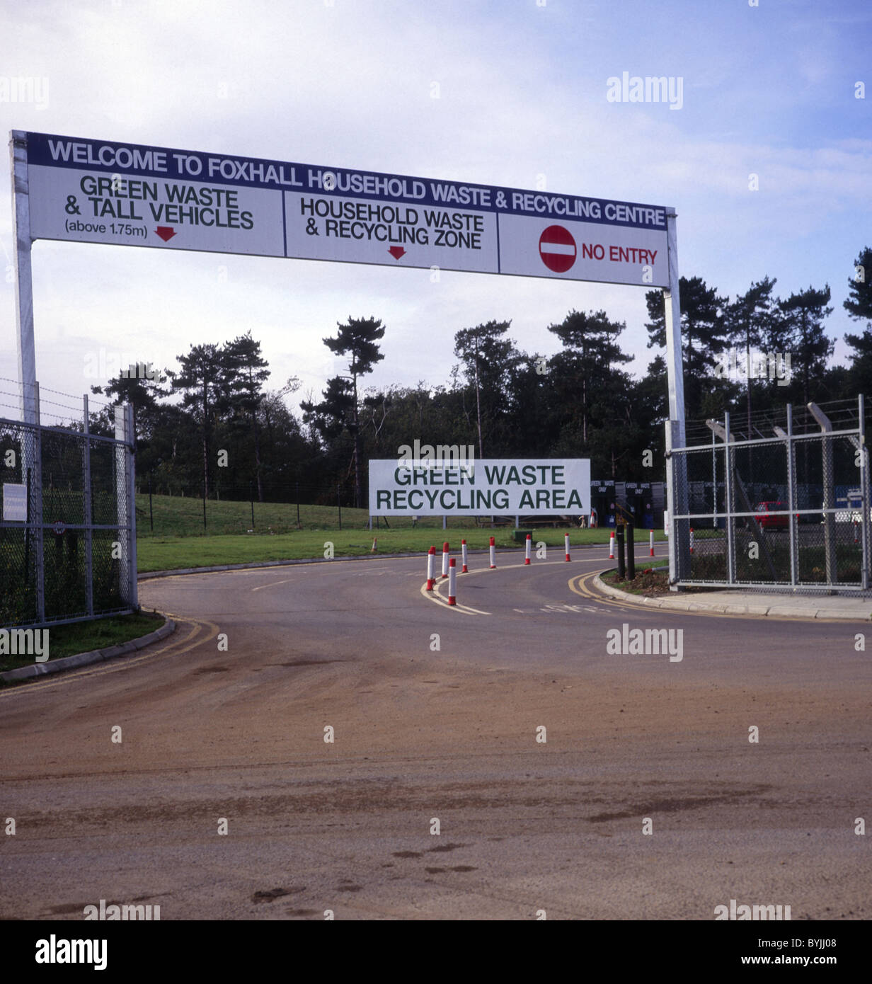 Sign recycling centre Foxhall, Ipswich, Suffollk, England Stock Photo