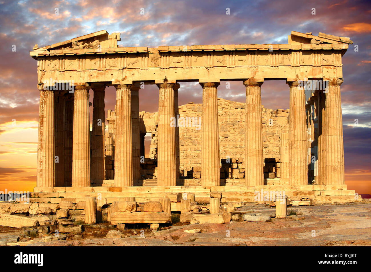 The Parthenon Temple ancient greek temple, the Acropolis of Athens in Greece. Stock Photo