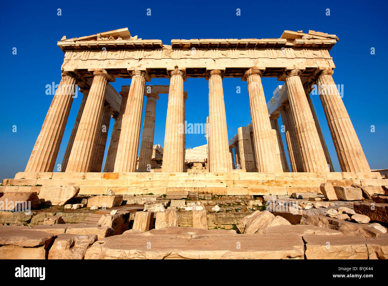 The Parthenon Temple ancient greek temple, the Acropolis of Athens in Greece. Stock Photo