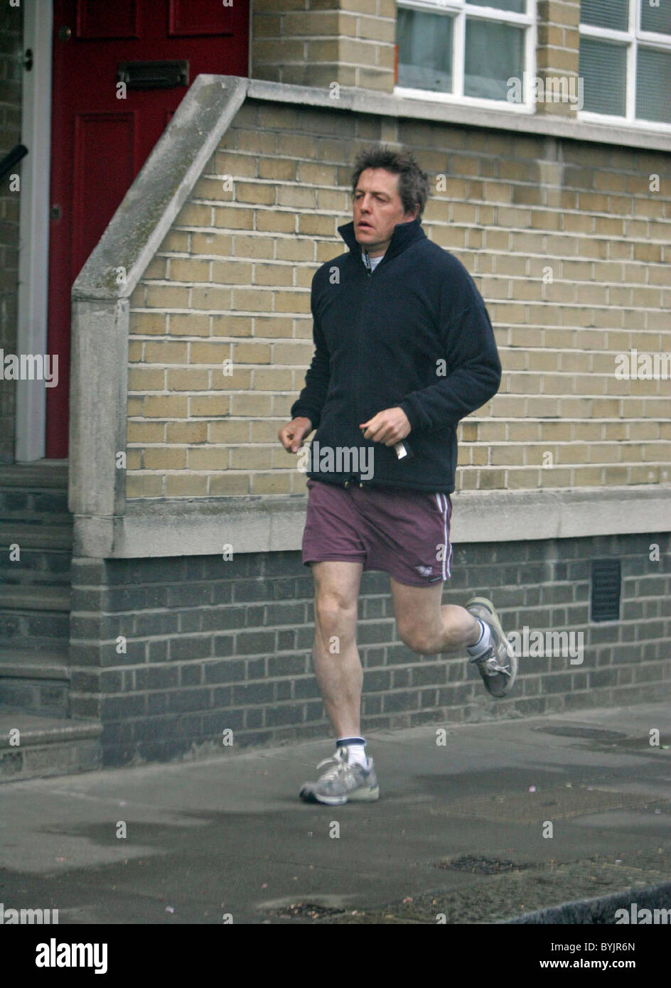 Hugh Grant goes for a jog near his home London, England 24.04.07