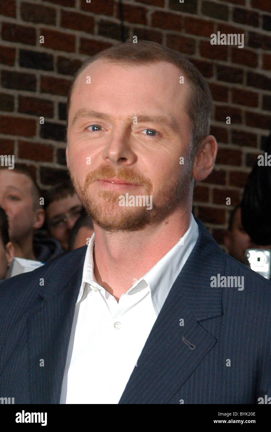 Simon Pegg leaving the Ed Sullivan Theatre after appearing on 'The Late Show with David Letterman'  New York City, USA - Stock Photo