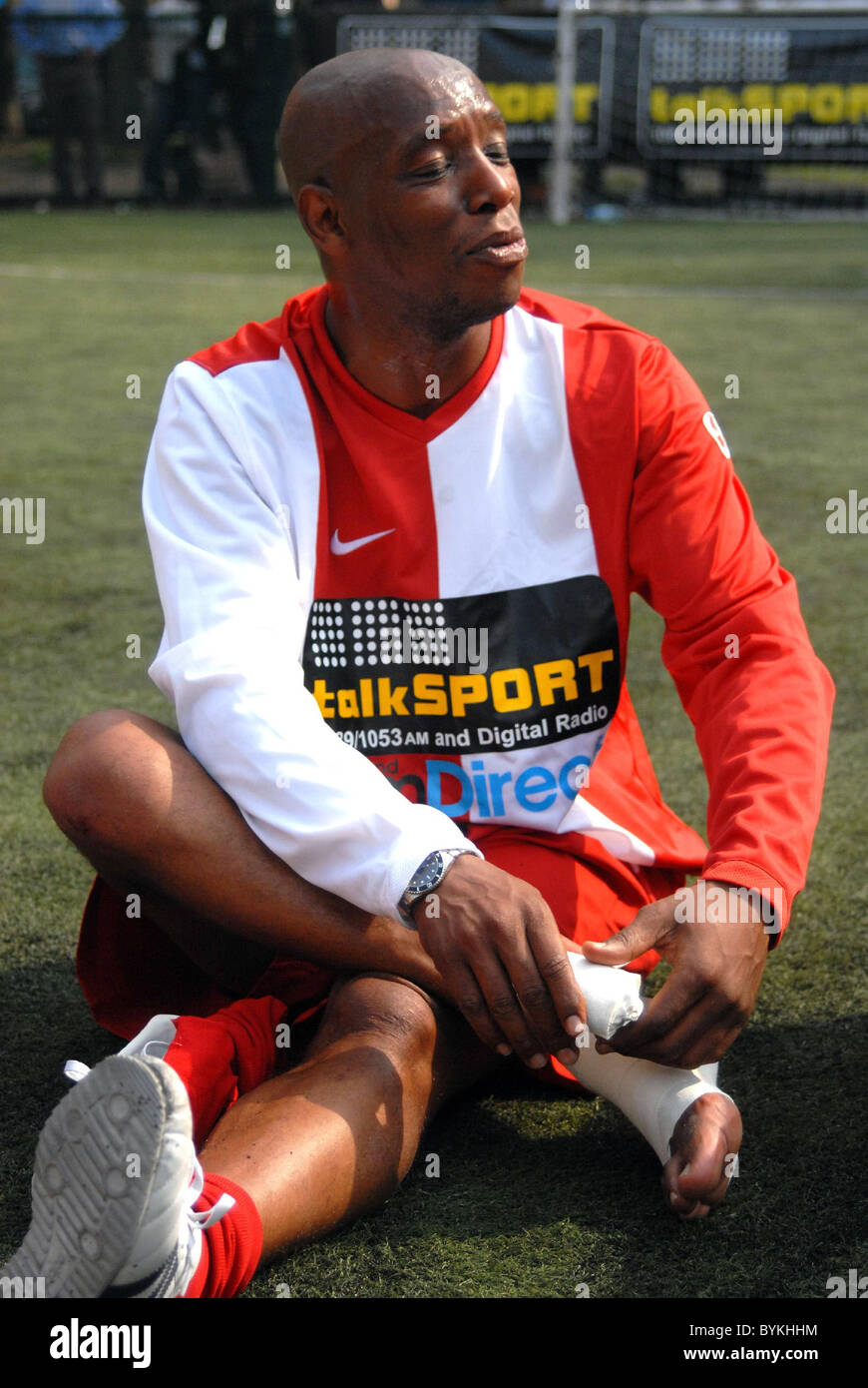 Ian Wright Talksport football match - former footballers take part in a ...