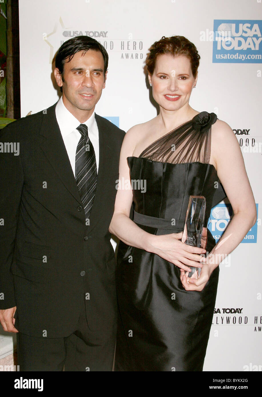 Geena Davis And Dr Reza Jarrahy 2nd Annual Usa Today Hollywood Hero Award Arrivals Held At Beverly Hills Hotel Beverly Stock Photo Alamy