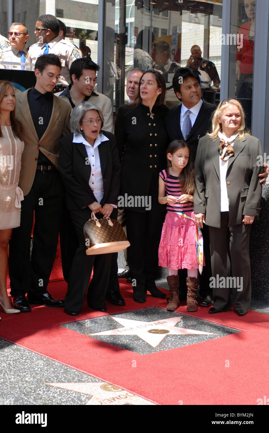 Erik Estrada with his mother Carmen, wife Nanette, his two sons and daughter Francesca Erik Estrada receives a star on Stock Photo
