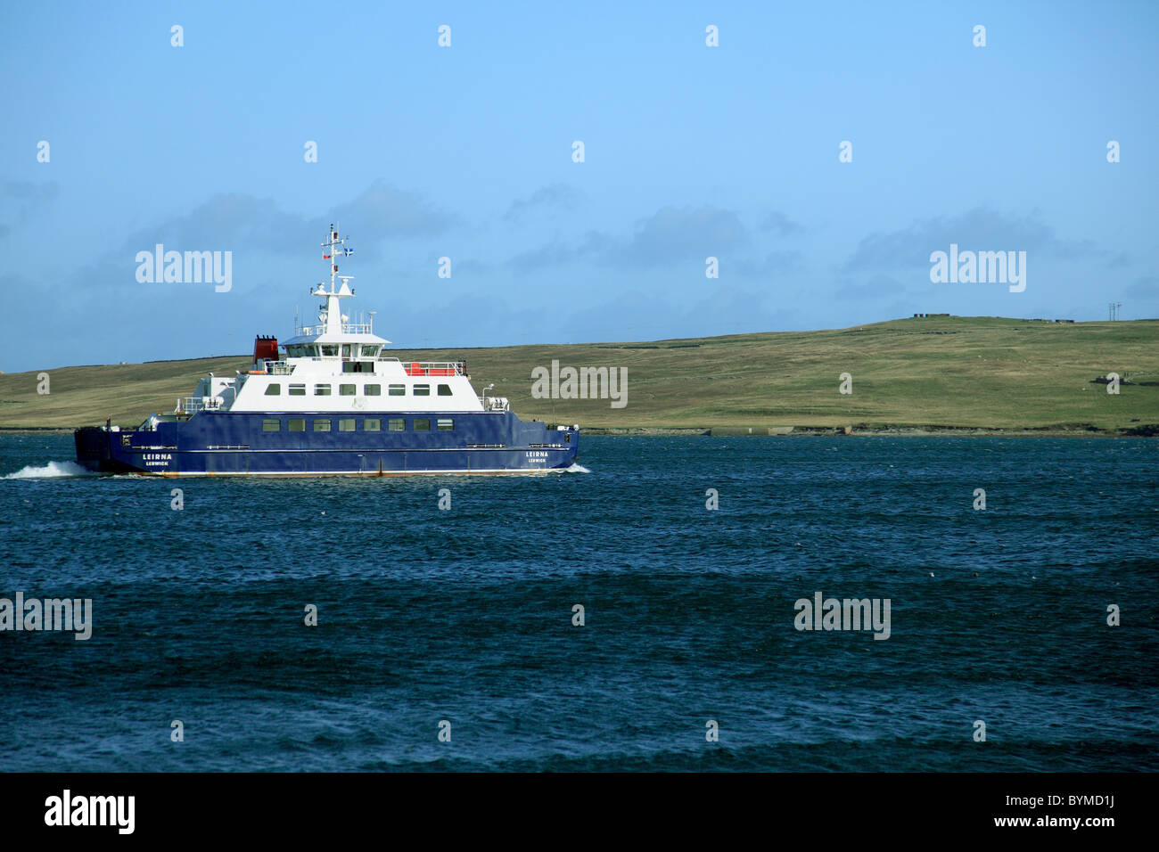 The roll on roll off car ferry, Leirna, which travels across Bressay Sound, between Bressay and Lerwick, Shetland Islands Stock Photo