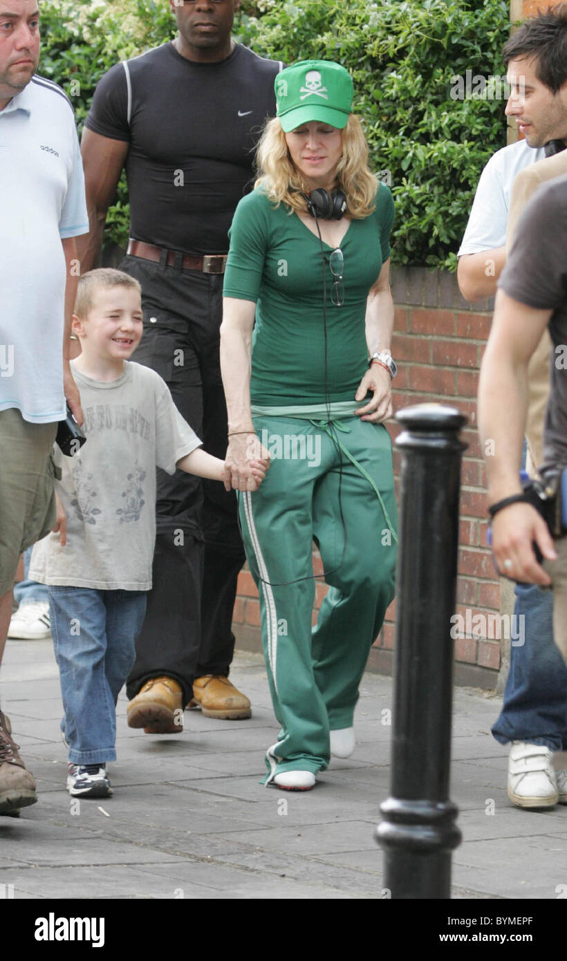 Madonna With Son Rocco Ritchie On The Film Set Of Her Directional Debut Filth And Wisdom London England 24 05 07 Stock Photo Alamy