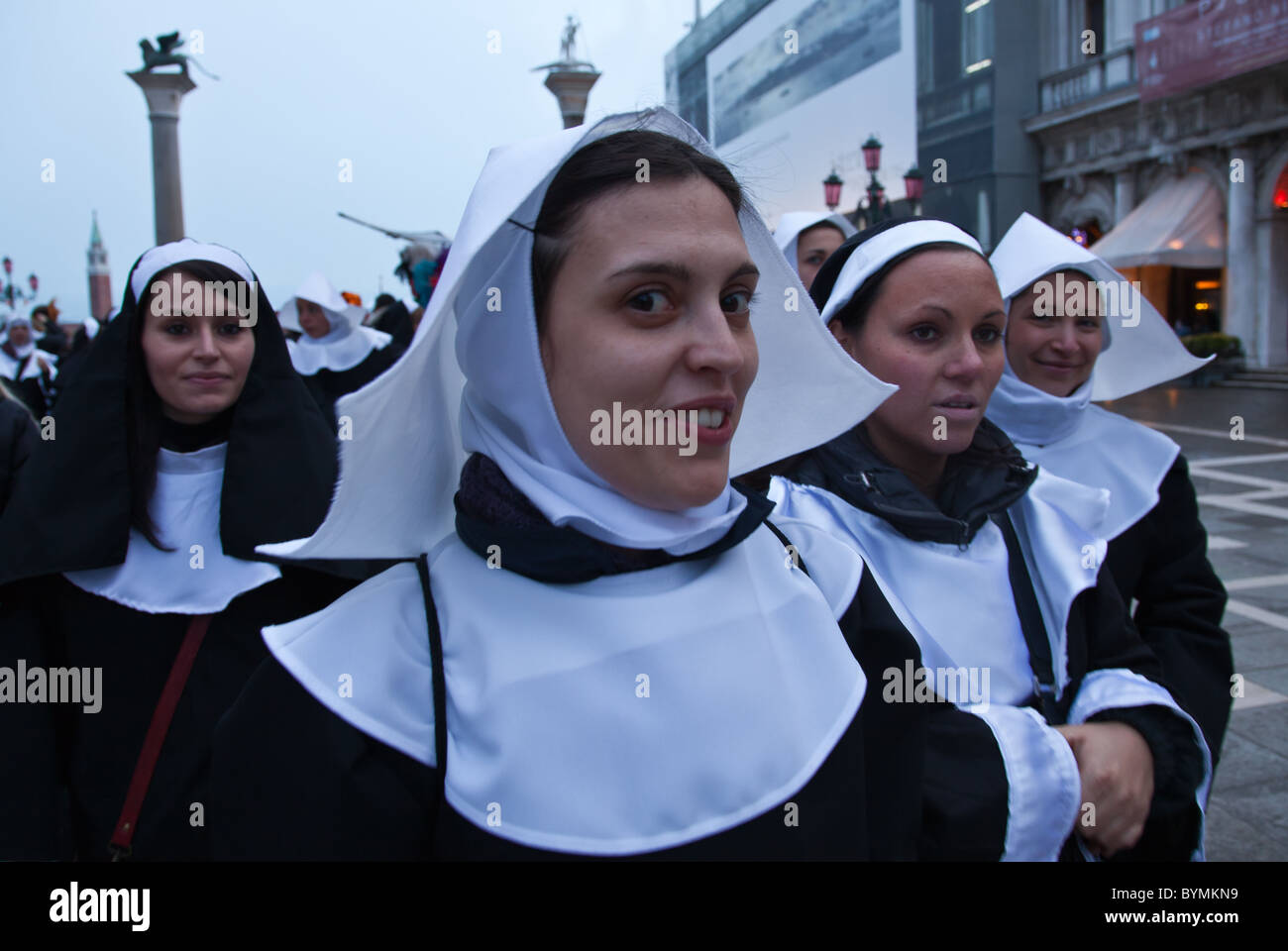 Italy, Venice, typical carnival masks in Piazza San Marco Stock Photo