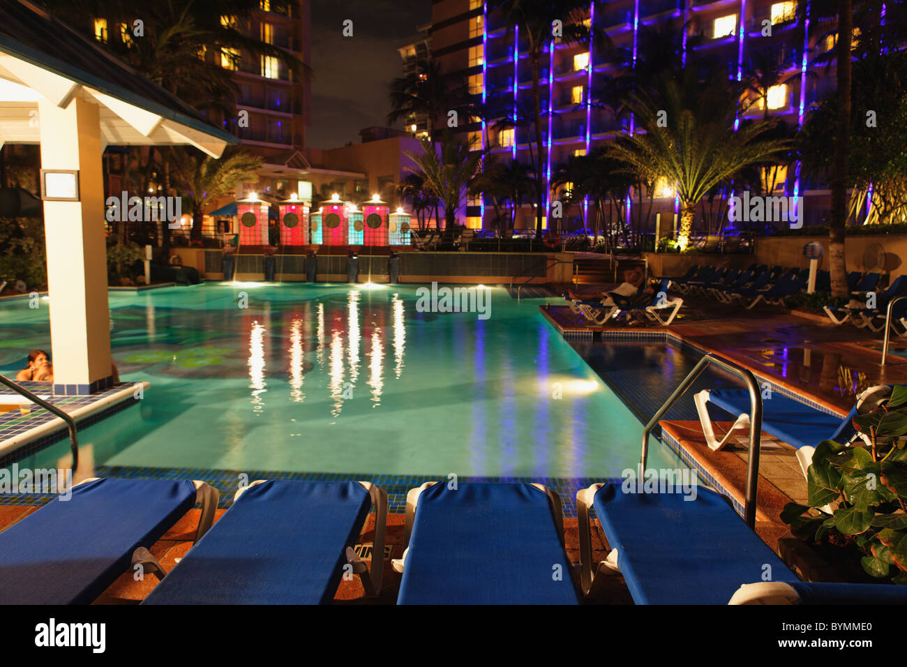 Lights Reflected In A Pool San Juan Stellaris Marriott Resort Puerto Rico Stock Photo Alamy