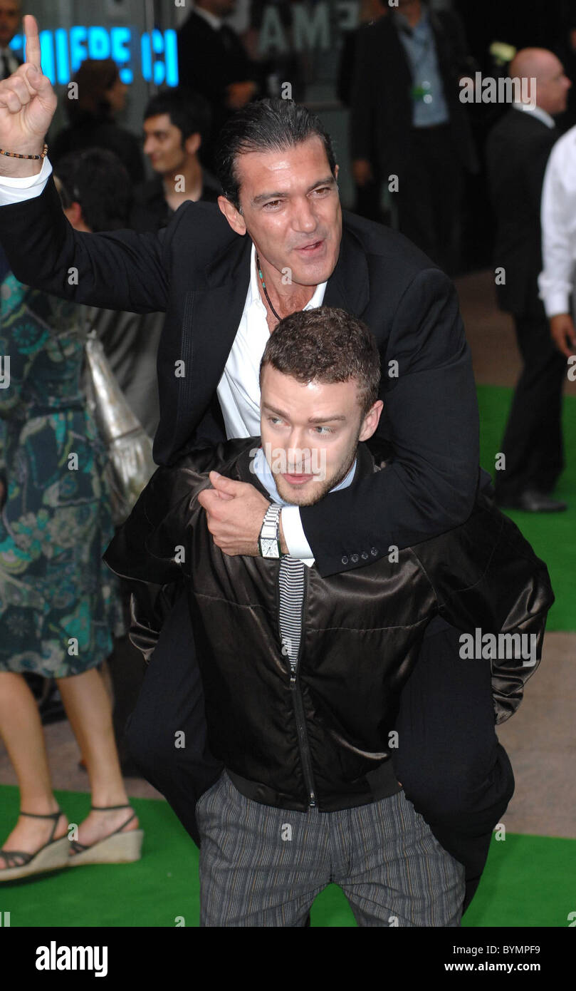Justin Timberlake and Antonio Banderas 'Shrek the Third' UK film premiere held at the Odeon Leicester Square - Arrivals London, Stock Photo