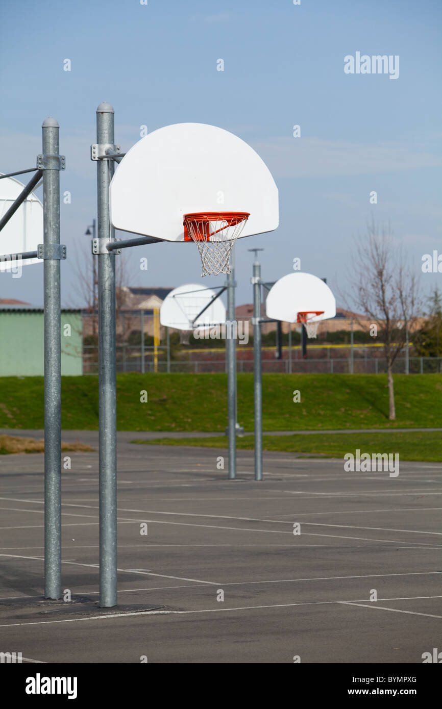 Basketball courts at a school play ground Stock Photo Alamy