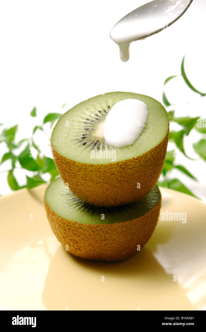 Kiwi and Yogurt Stock Photo Alamy