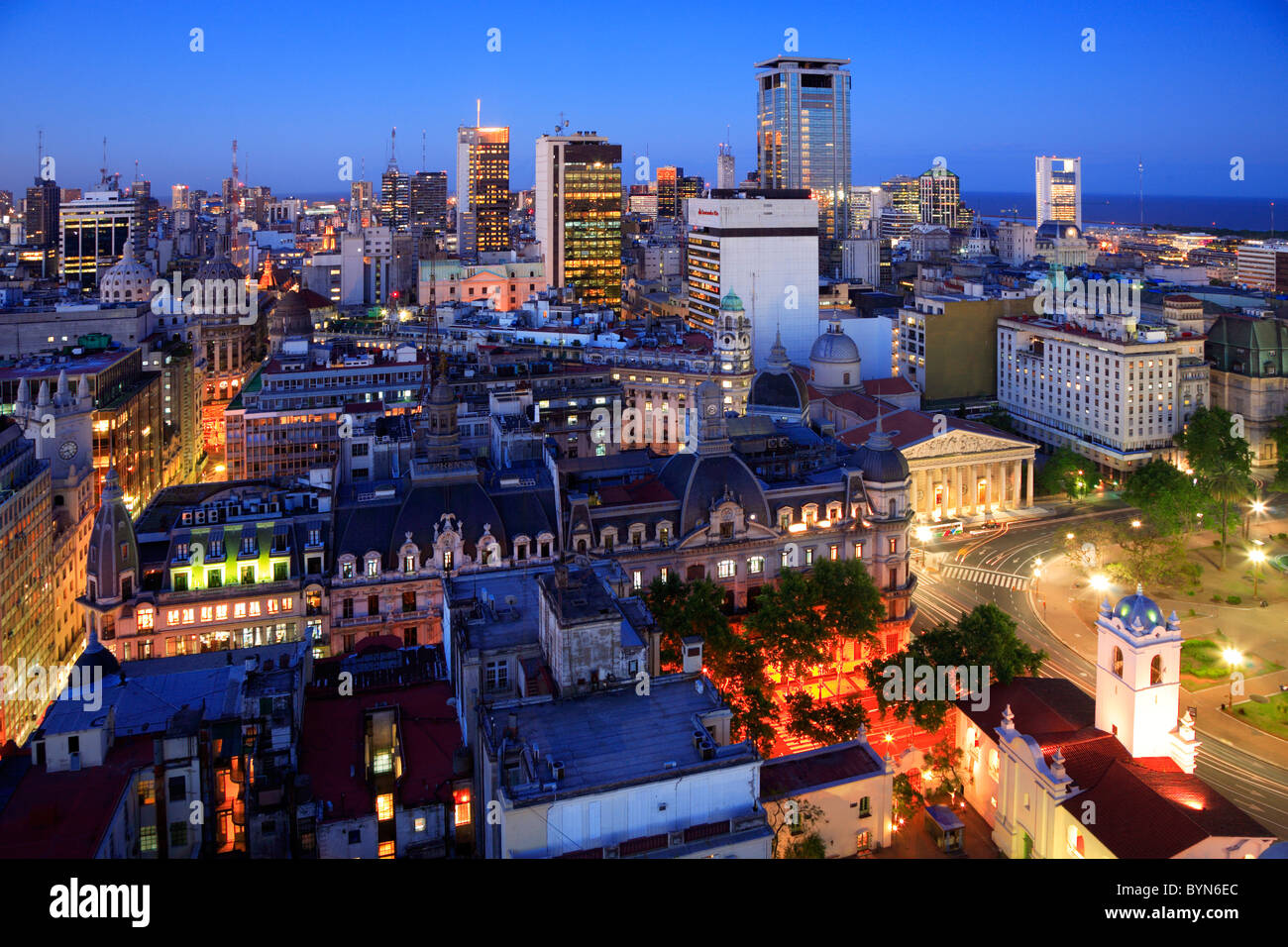 Aerial view of National cabildo, and May Square surroundings. Buenos Aires, Argentina Stock Photo