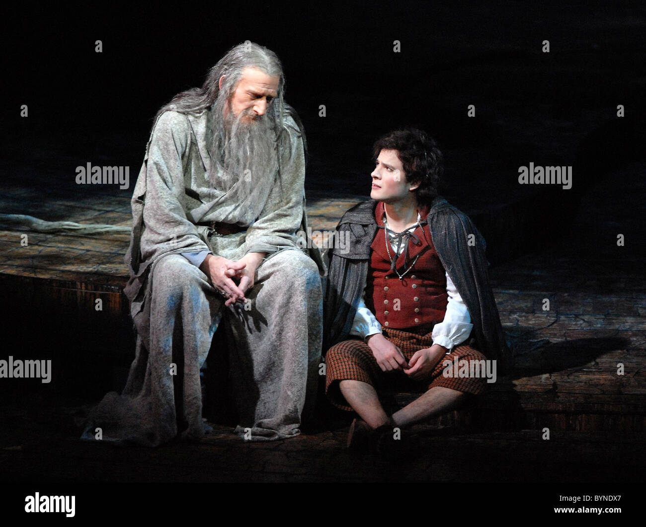 Malcolm Storry as Gandalf and James Joye as Frodo Lord of the Rings photocall held at the Theatre Royal London, England - Stock Photo