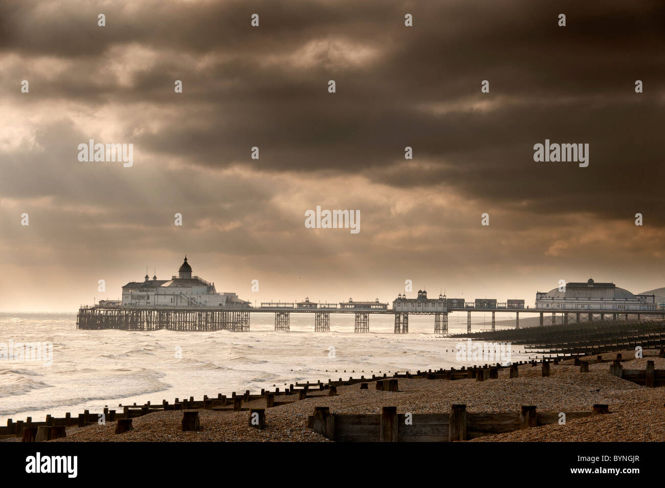 Eastbourne Pier, looking from east to west Stock Photo