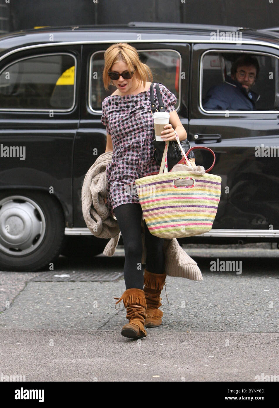 Sienna Miller arriving home after spending the night out London
