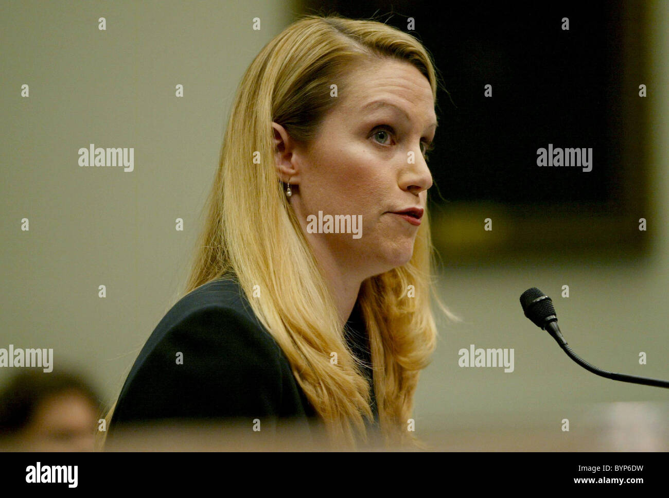 Monica Goodling in court testifying regarding the firing of the 9 US Attorneys Monica Goodling worked for the Dept of Justice Stock Photo