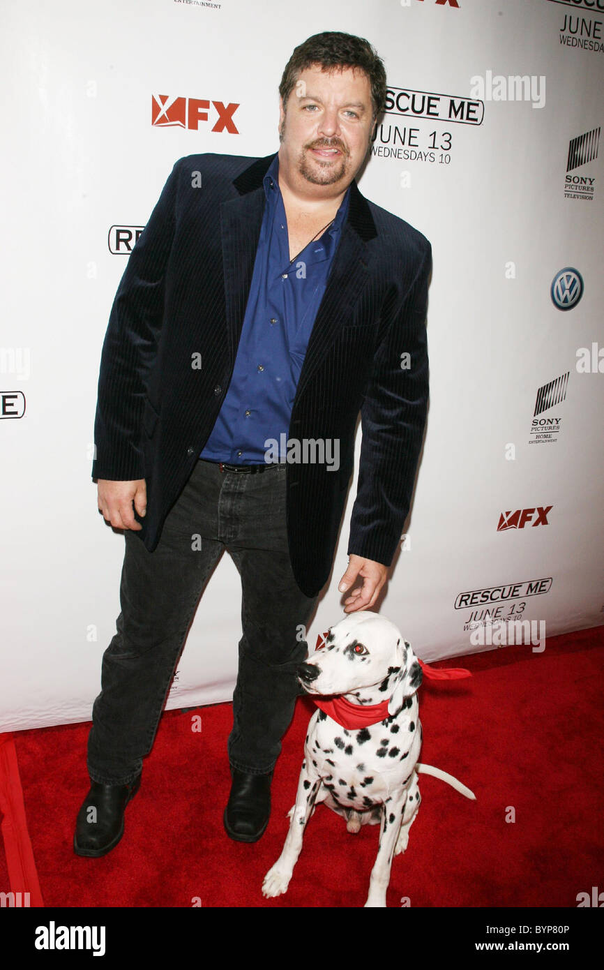 John Scurti and his dog 4th season screening of 'Rescue Me' at AMC