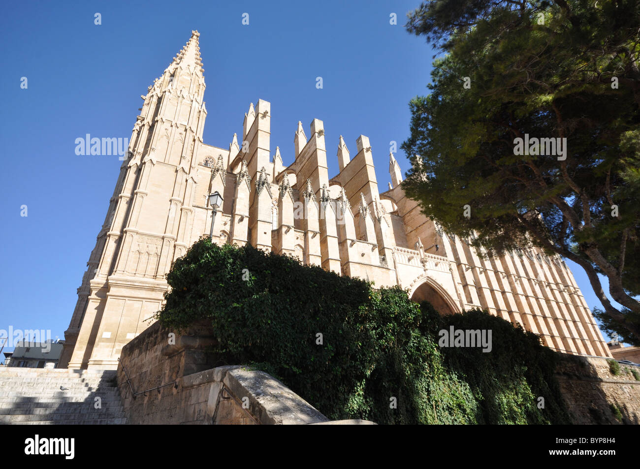 Palma De Mallorca Cathedral known as La Seu , consists of Gothic-Levantine Structure sitting overlooking The Bay of Palma Stock Photo
