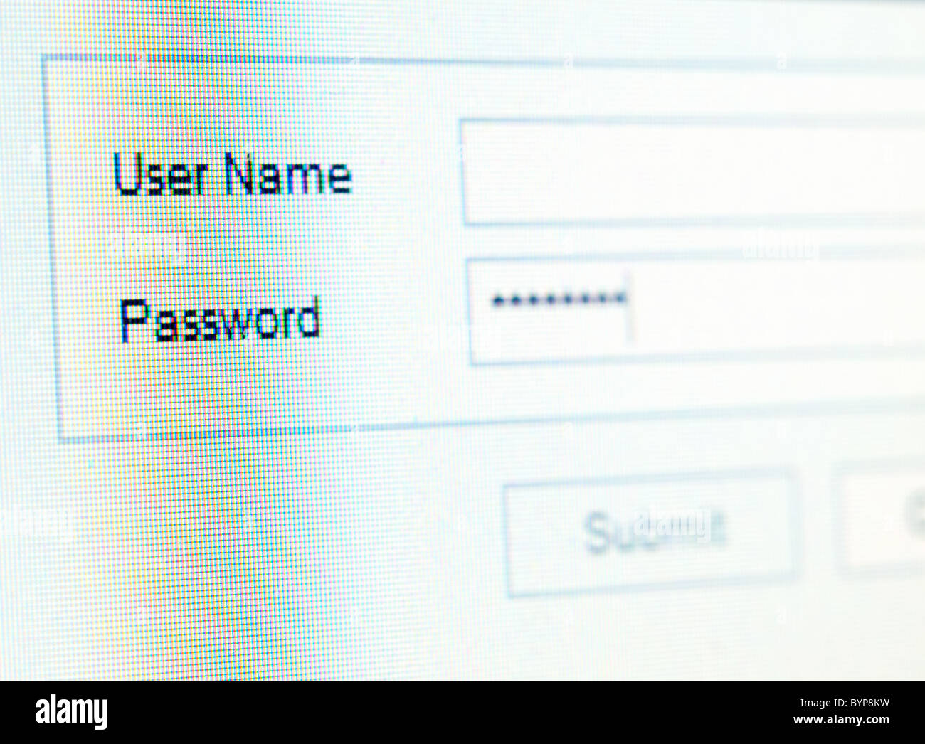 Closeup of login tabs on the computer monitor... Stock Photo