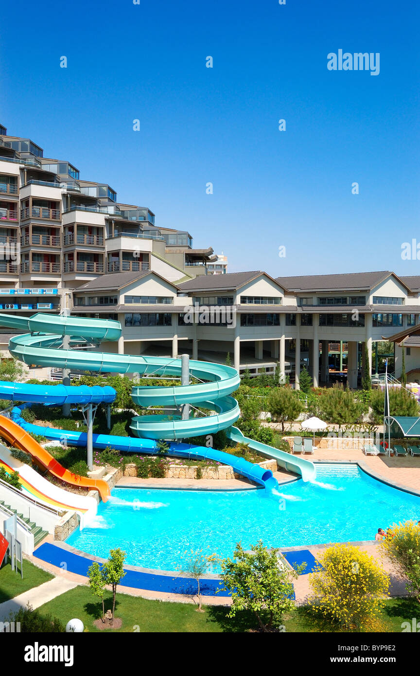 Waterpark at the luxury hotel, Antalya, Turkey Stock Photo