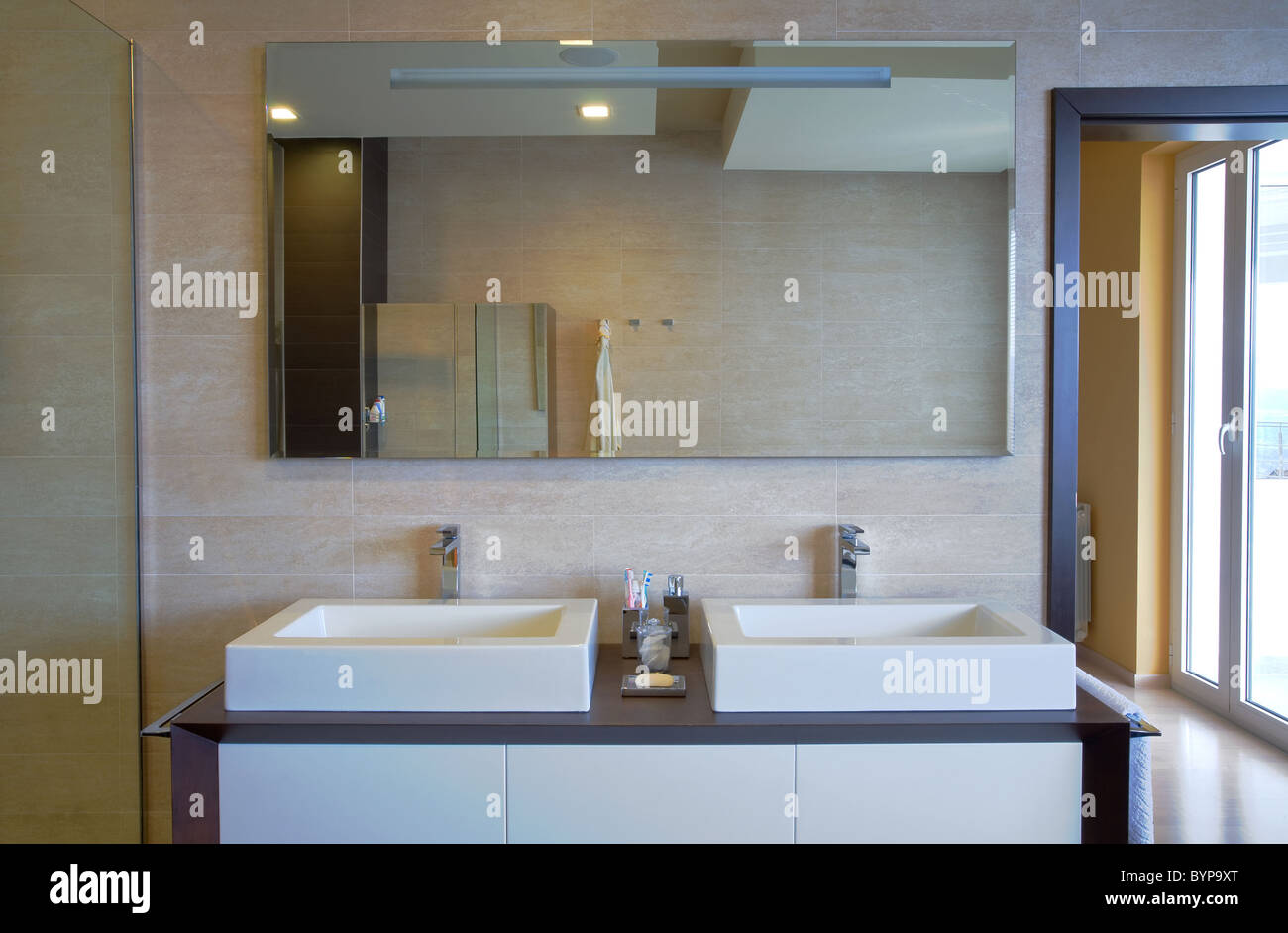 Modern house interiors, contemporary architectural design Stock Photo