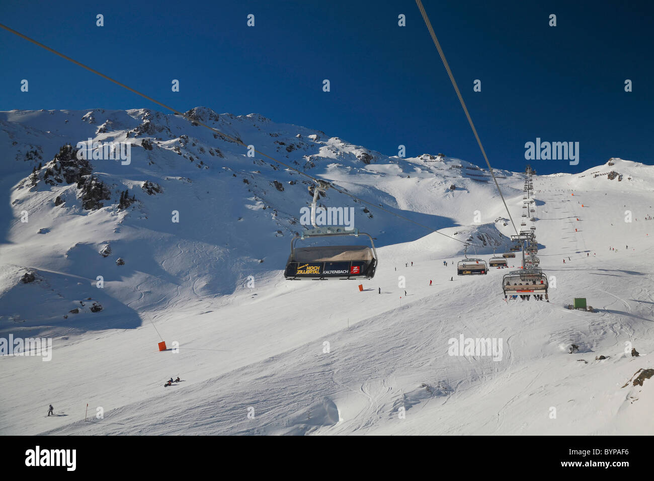 Skiing on the hill at Zillertal, Austria, Europe Stock Photo