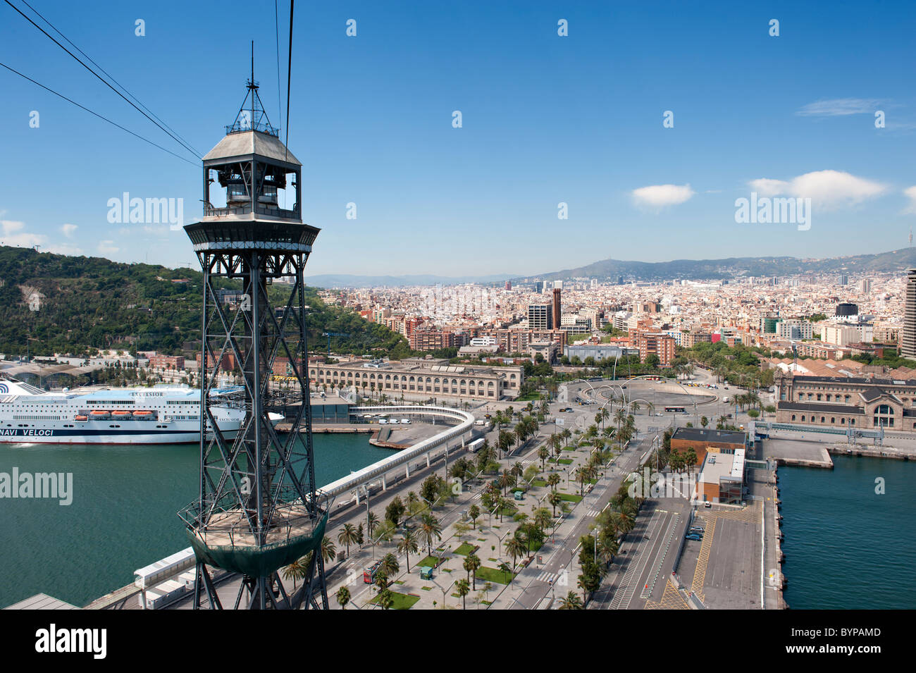 Cable Car Ride Over Barcelona Stock Photo - Alamy
