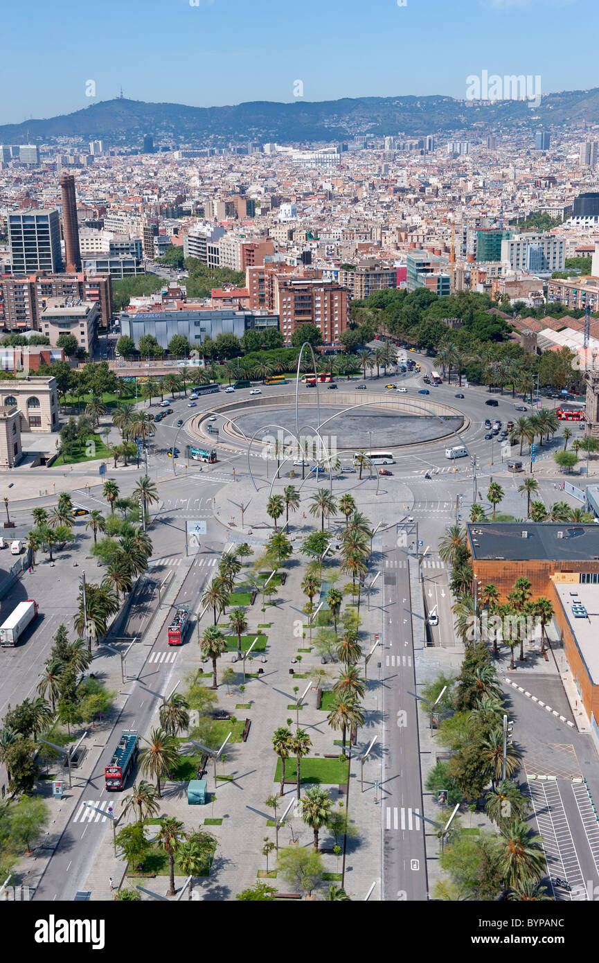 Cable Car Ride Over Barcelona Stock Photo