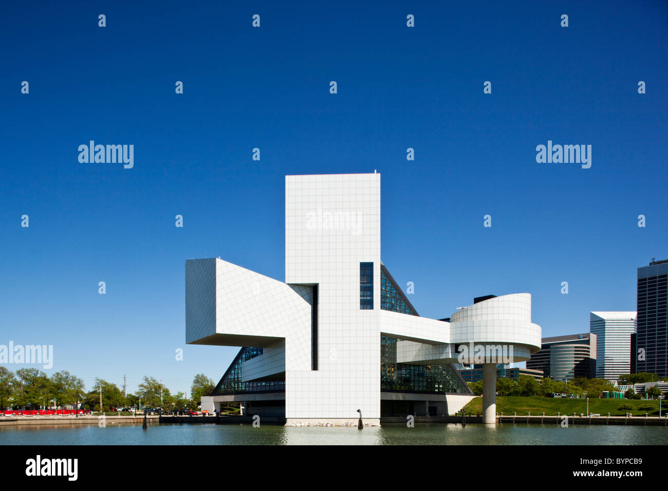 USA, Ohio, Cleveland, Exterior view of Rock and Roll Hall of Fame
