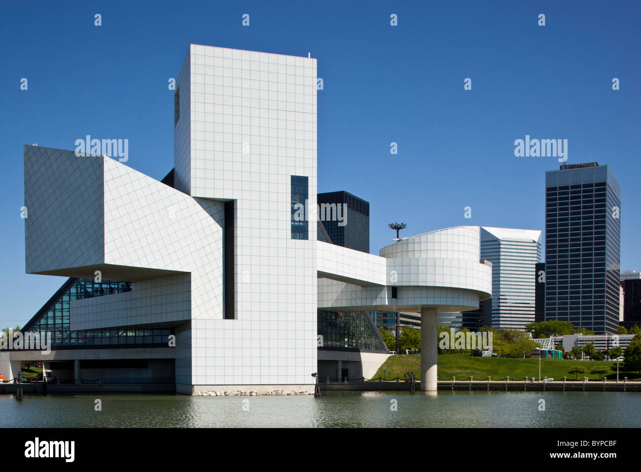 USA, Ohio, Cleveland, Exterior view of Rock and Roll Hall of Fame