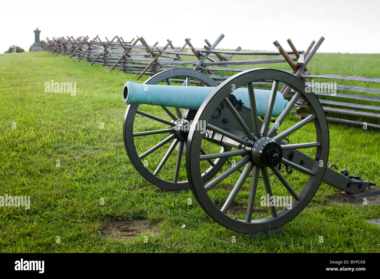 USA, Pennsylvania, Gettysburg, US Army cannon and picket fence form