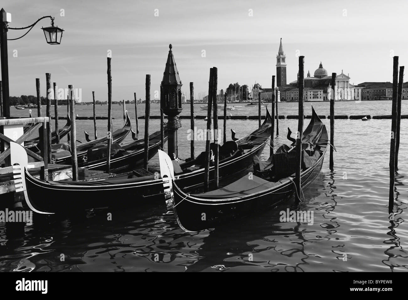Gondolas of Venice at St Mark's Square, Venice, Veneto, Italy Stock Photo