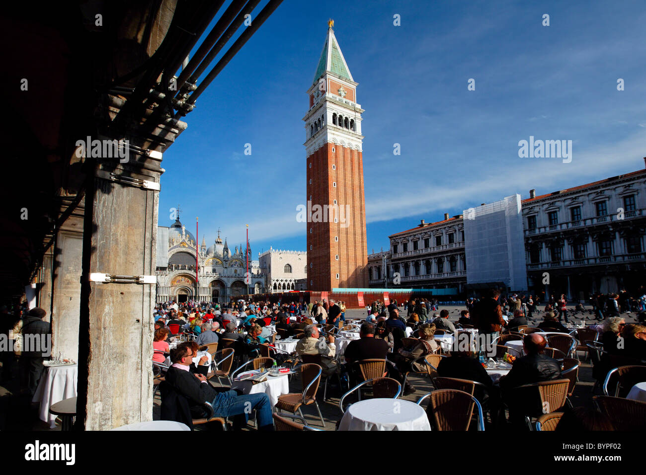 People Relaxing on St Mark's Square, Venice, Italy Stock Photo