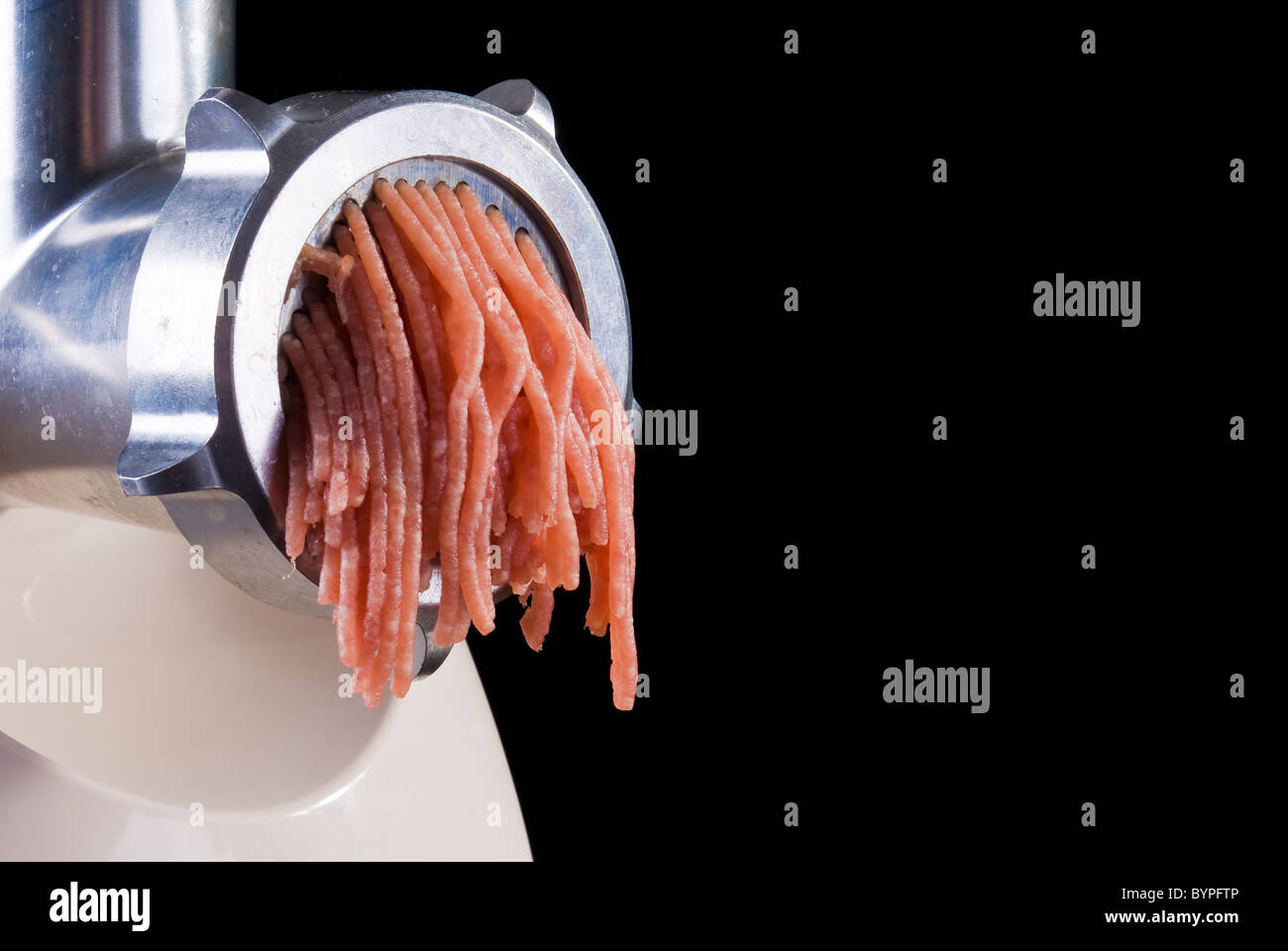 Meat grinder head preparing raw pork Stock Photo Alamy