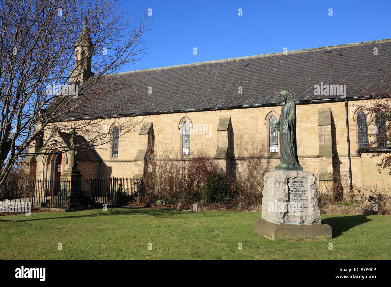 St Joseph's RC church and of statue Our Lady, Birtley, north east England. Stock Photo