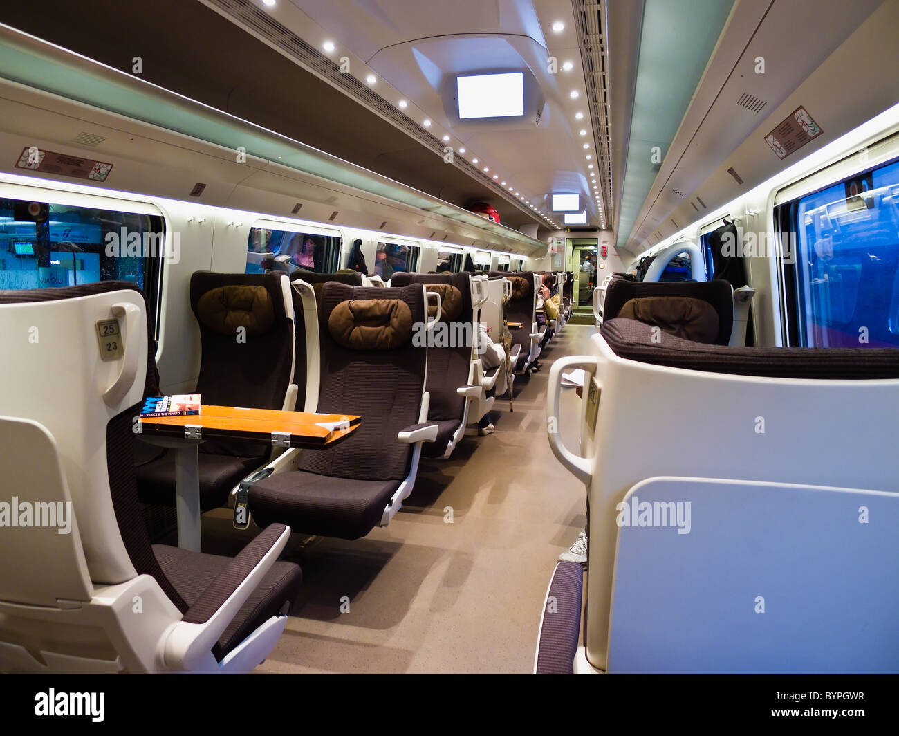 Interior of a Eurostar Train First Class Cabin, Italy Stock Photo